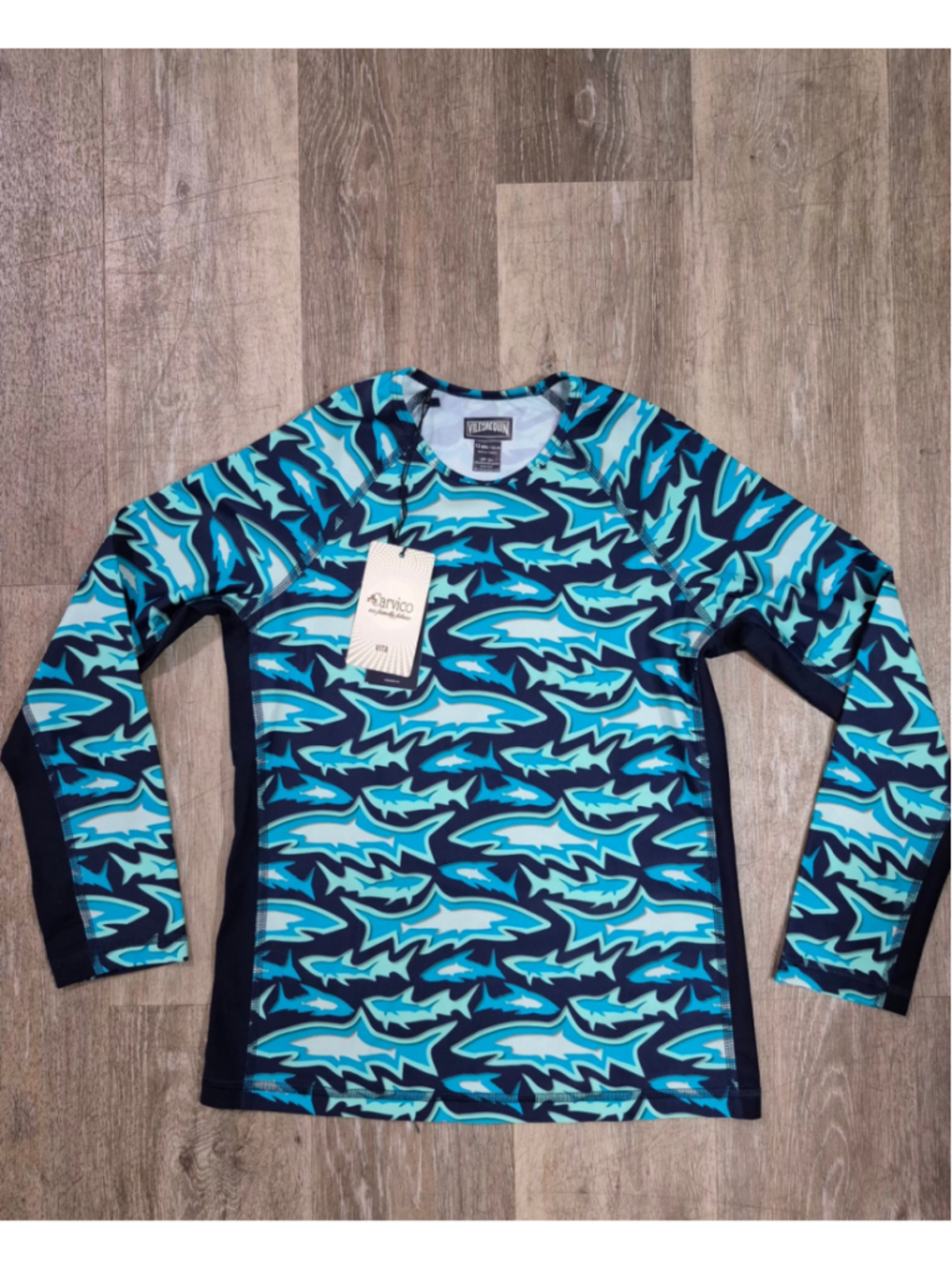 Boys Vilebrequin Shark Print Rashguard Size 12 Blue